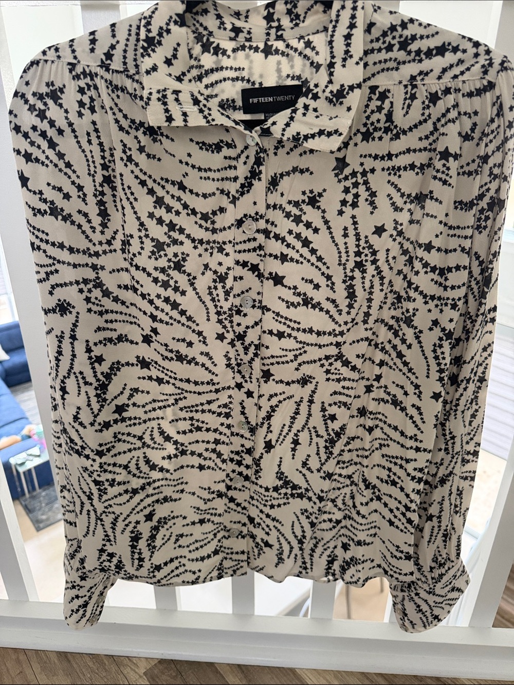 Fifteen Twenty Cream Blouse with Black Star Burst Print